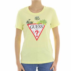 T-SHIRT STAMPA PALMA GIALLO